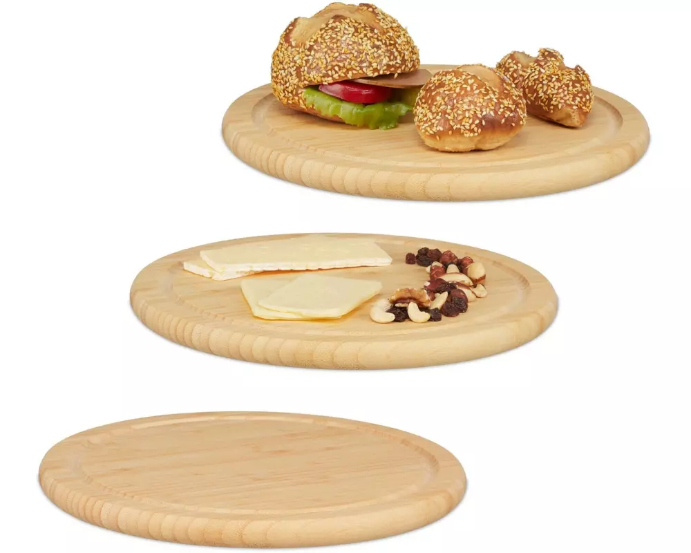 relaxdays Frühstücksbrett 3 Stück, 2 x 30 cm