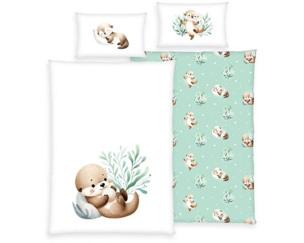 Herding Kinderbettwäsche Schnuffel-Otter 100 x 135 cm + 40 x 60 cm