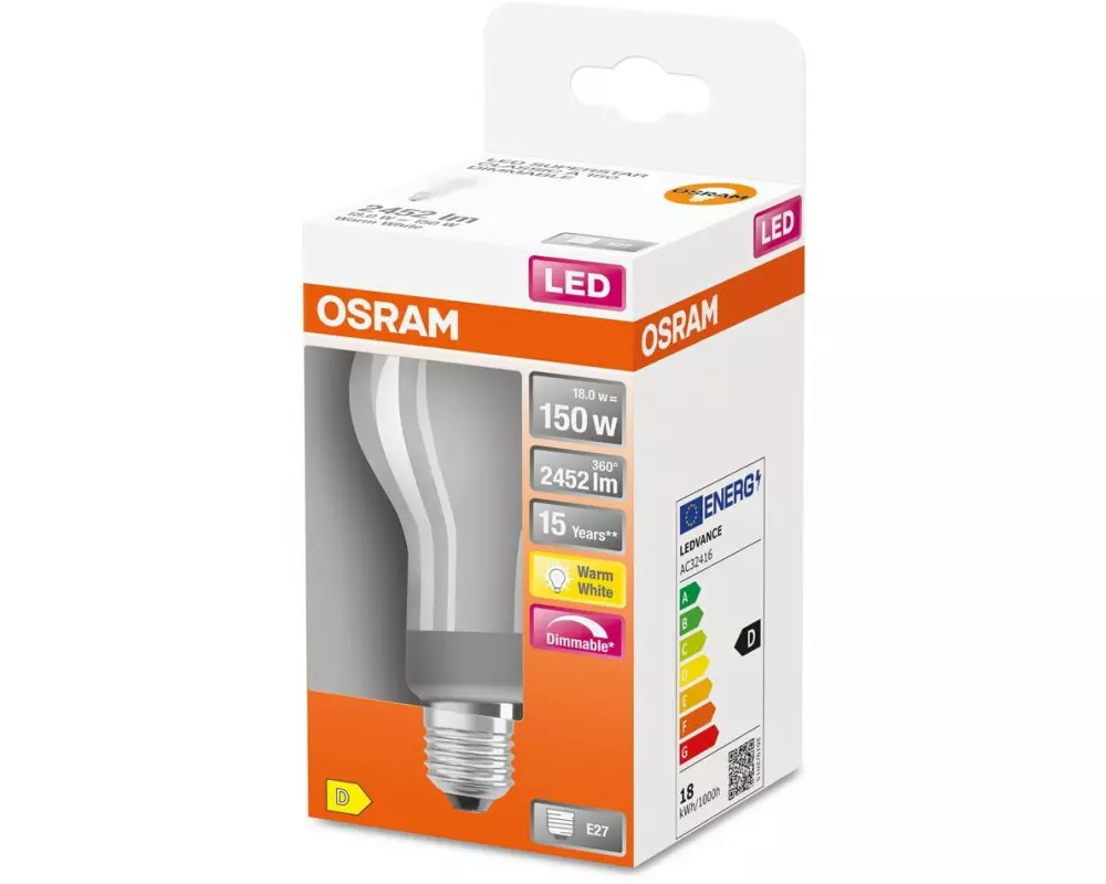 OSRAM Lampe Superstar Retrofit, 18W, E27 Warmweiss (WW)