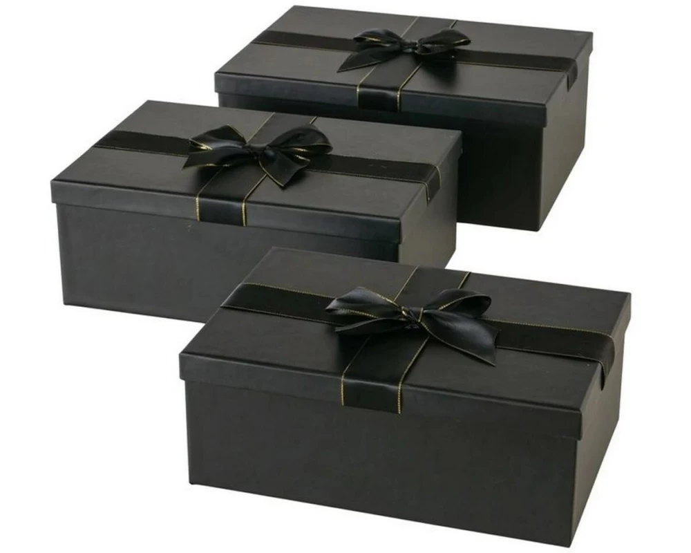 Boltze Geschenkbox Ribbella 3-teilig, Rot/Schwarz