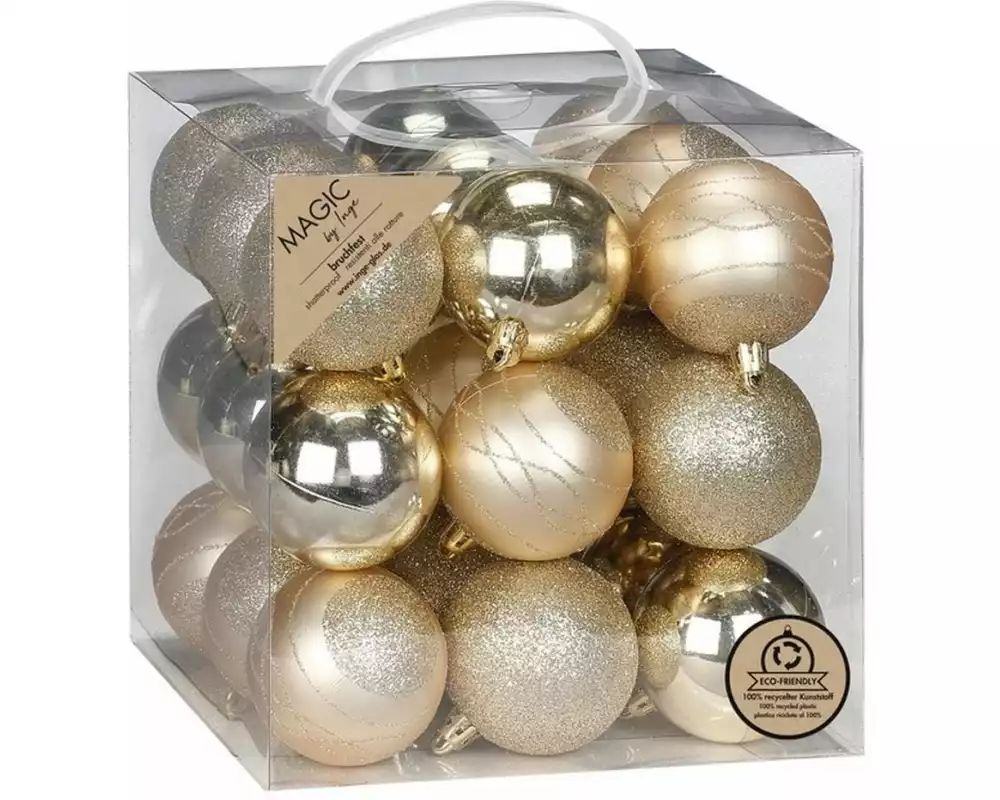 INGES CHRISTMAS DECOR Weihnachtskugel 6 cm 27 Stück, Gold
