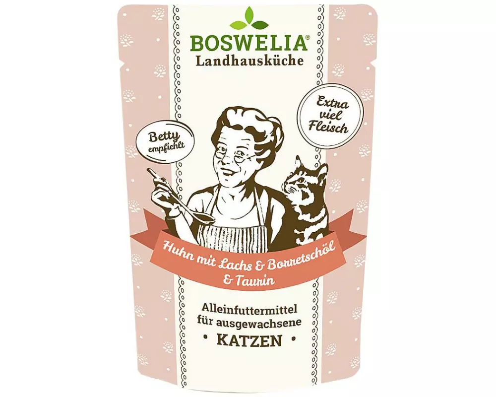 Betty's Landhausküche Nassfutter Huhn mit Lachs & Borretschöl, 100 g