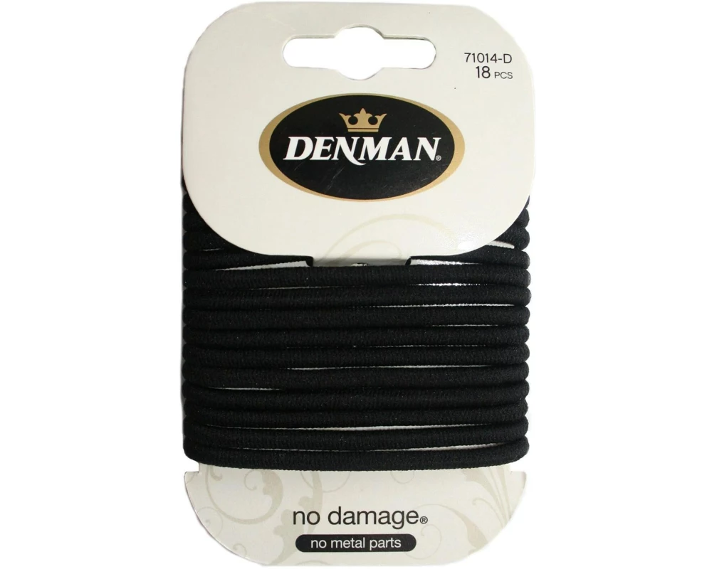 DENMAN No Damage Elastics Zopfgummis 4 mm Schwarz 18er-Pack