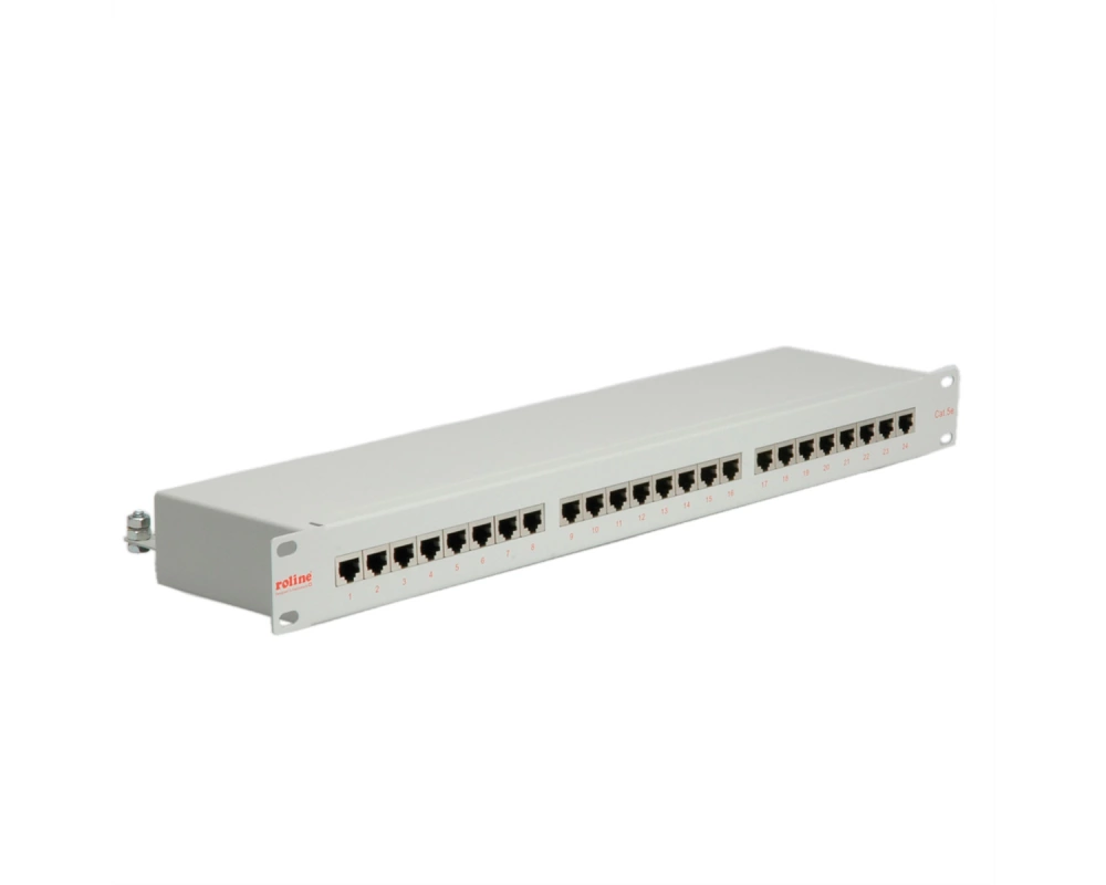ROLINE 19-Zoll-Patchpanel 1 HE, 24 Ports, Cat.5e (Class D), grau