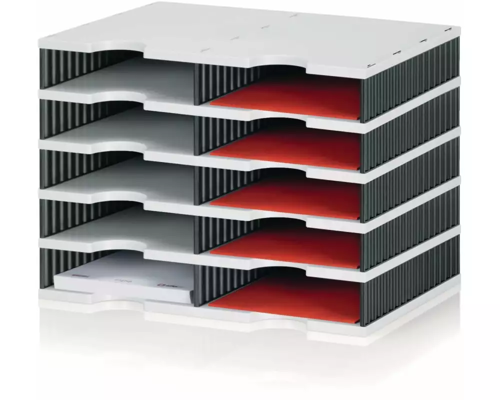 Styro Dokumentenablage styrodoc duo Standard, Schwarz, 10 Fächer