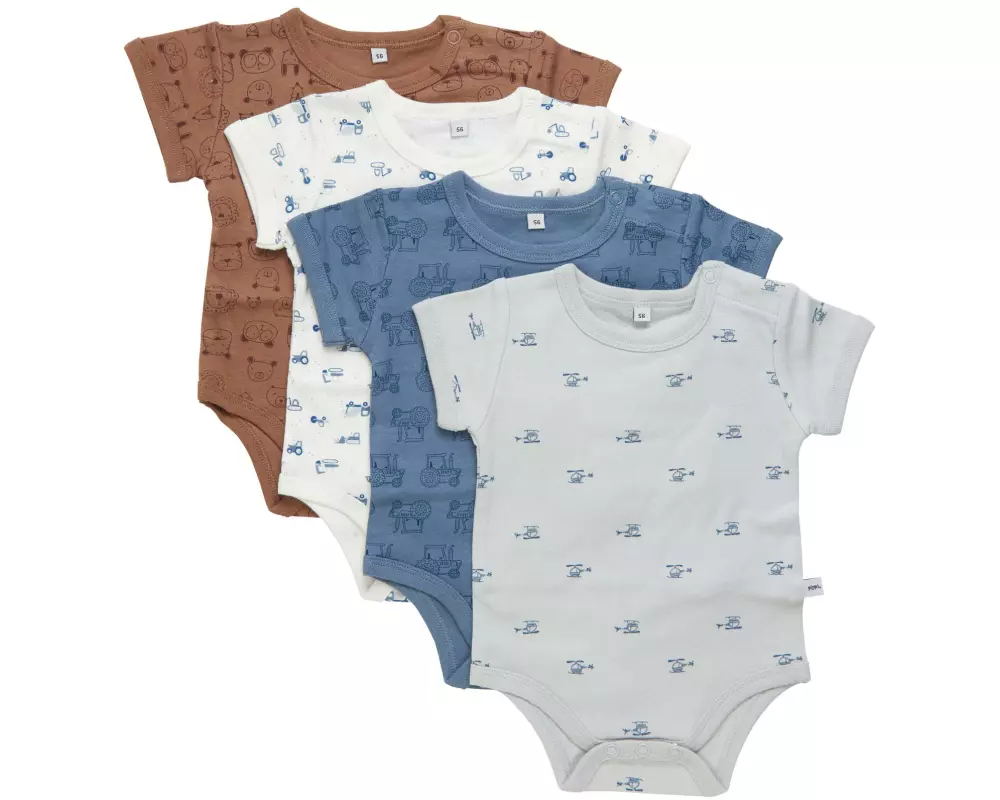 pippi Kurzarm-Body 4er Set Blue Mirage Gr. 68