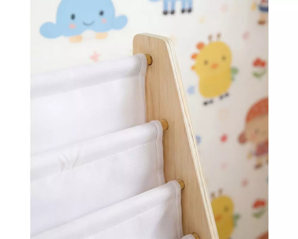 relaxdays Kinderregal Sperrholz Kiefer Polyester Weiss Hellbraun