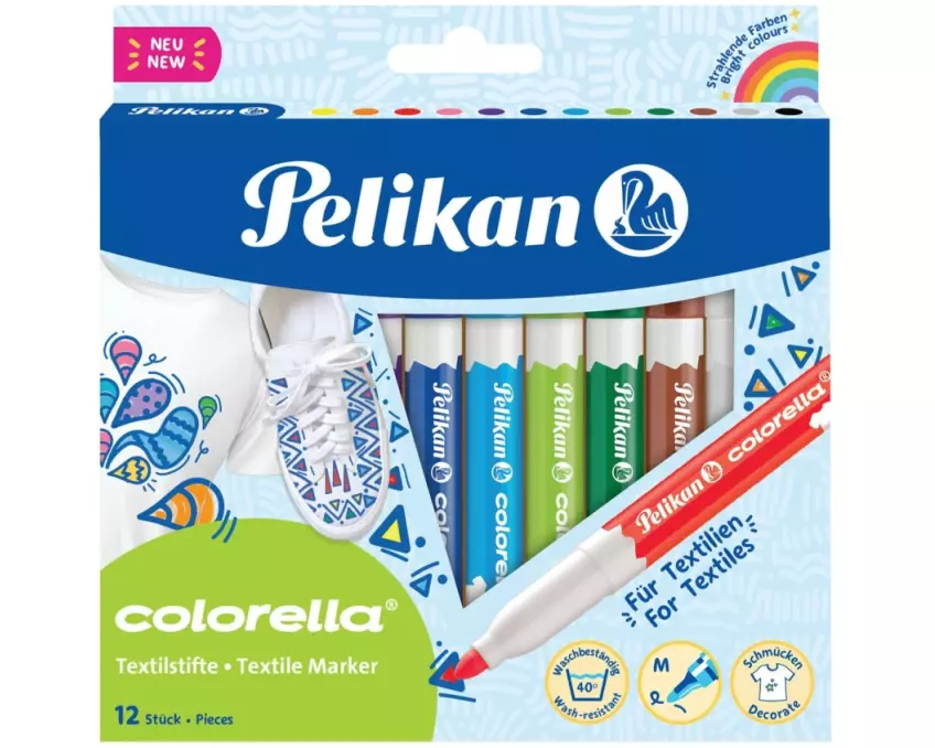 Pelikan Textilmarker Colorella 12 Farben, Medium