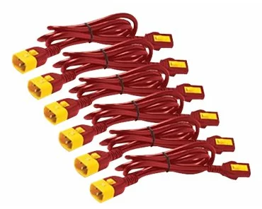APC Power Cord Kit, 6 ea, Locking, C13 TO C14, 0.6m, Red