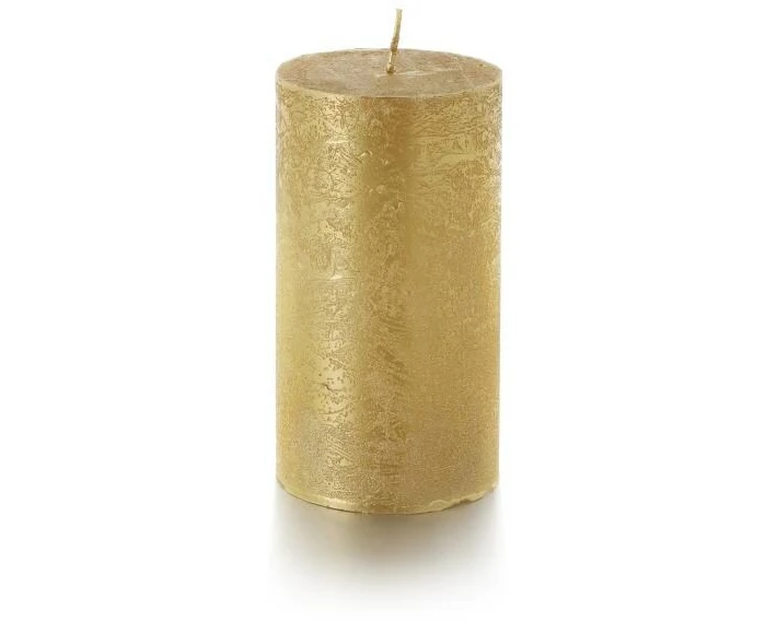 balthasar Zylinderkerze Rustico 12 cm x 7 cm, Gold