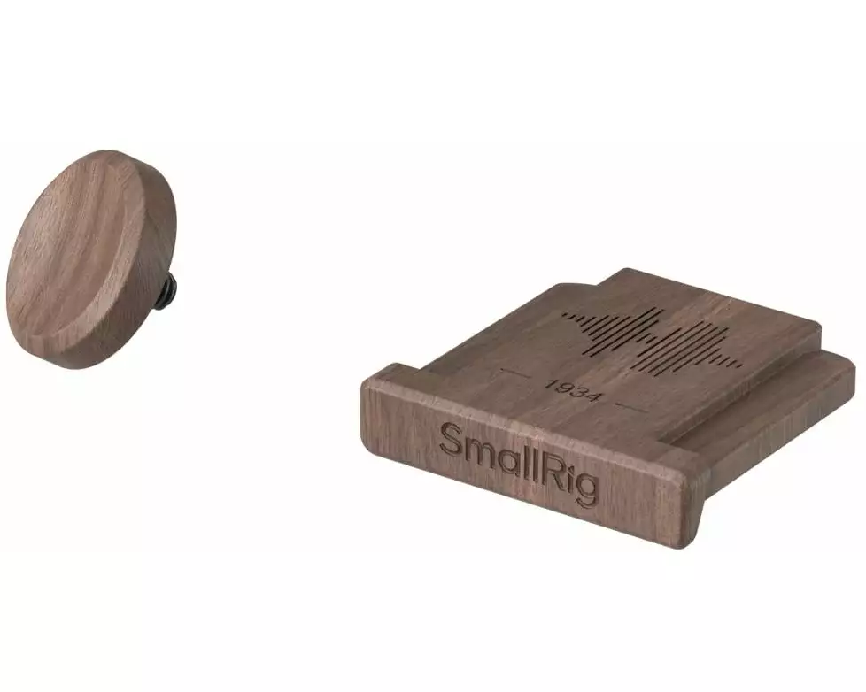 Smallrig 6239 Blitzschuhabdeckung und Auslöserknopf Walnussholz
