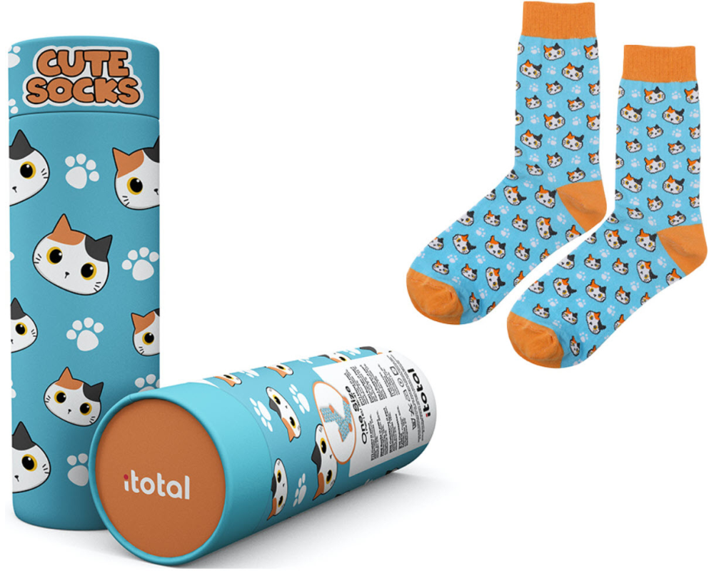 I-TOTAL Socken, Orange Cat XL2823 hellblau