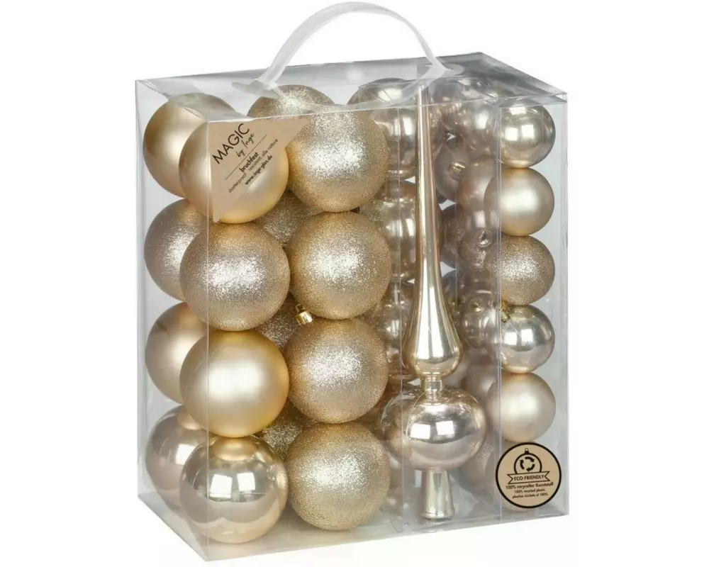 INGES CHRISTMAS DECOR Weihnachtskugel mit Spitze 39 Stück, Gold