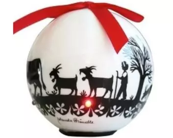 creanorm Weihnachtskugel Scherenschnitt LED Schwarz/Weiss