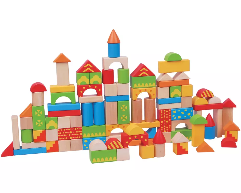 Spielba Holzspielwaren Bauklötze Holzbausteine 100 Stück