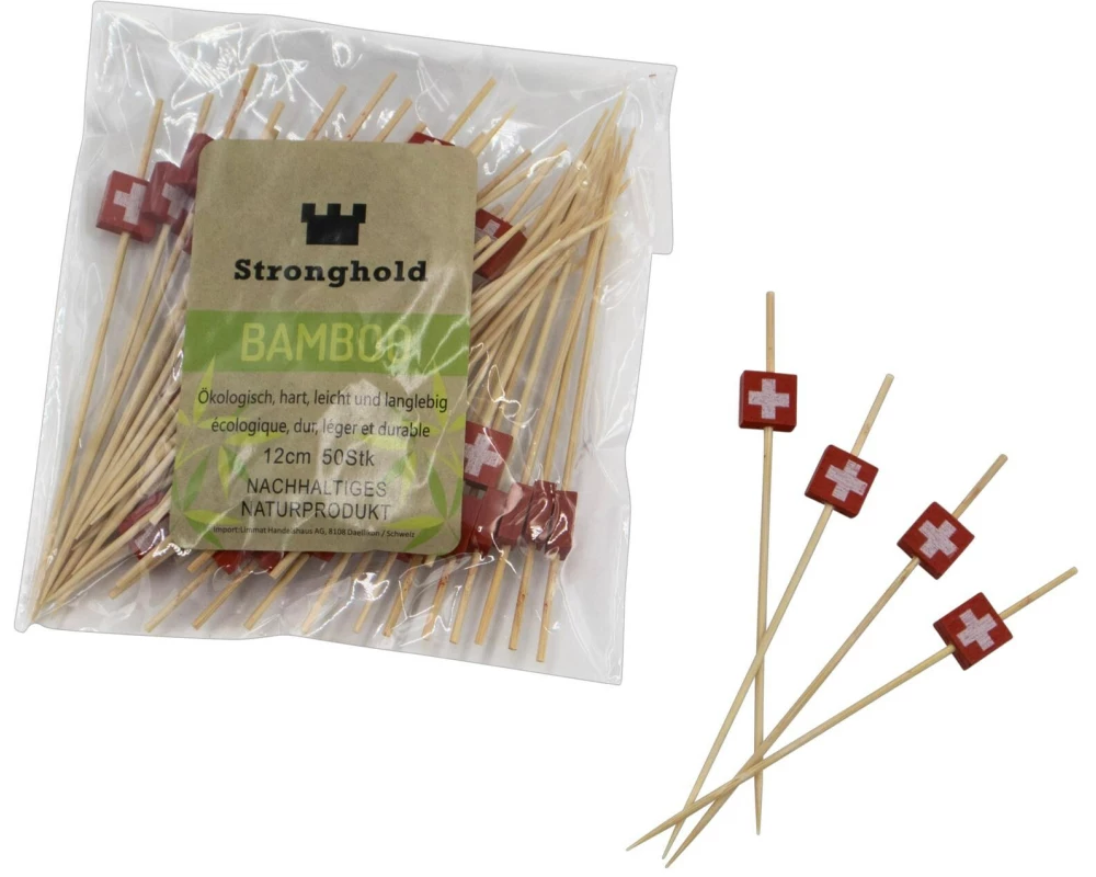 Stronghold Bambus-Deko-Picker CH Kreuz 12 cm, 50 Stück