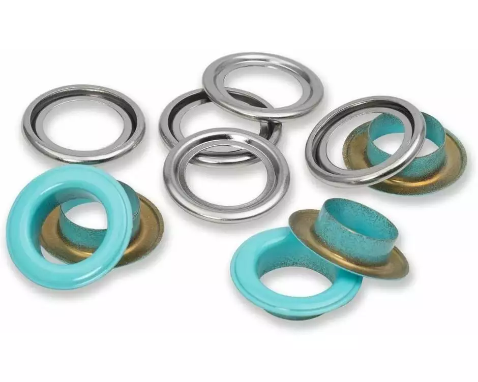 Prym Ösen mit Scheiben 15 Stück, Mint-Silber