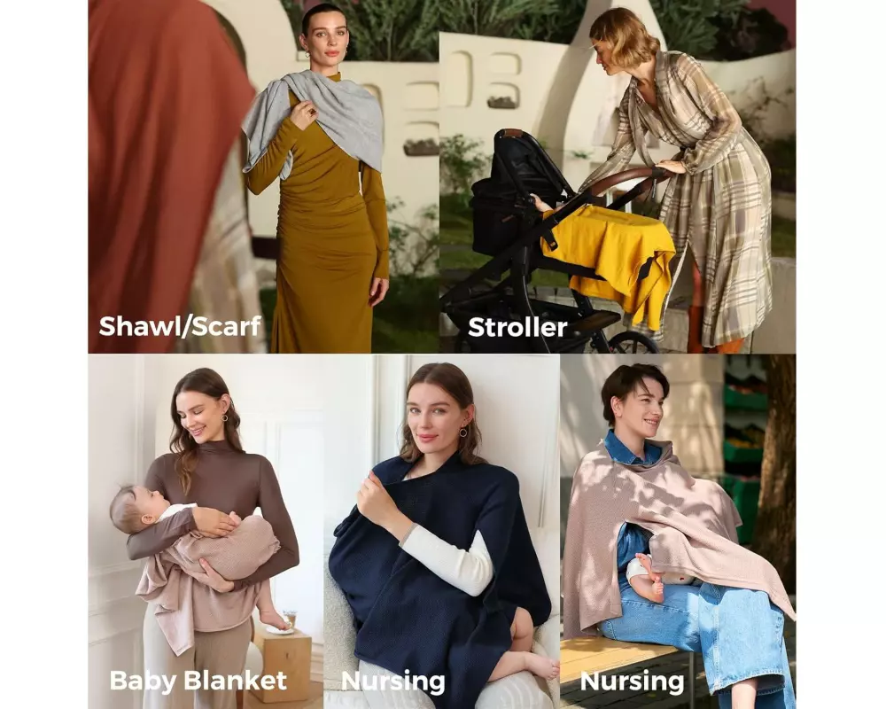 momcozy Stilltuch für diskretes Stillen Grau 110 cm x 74.9 cm