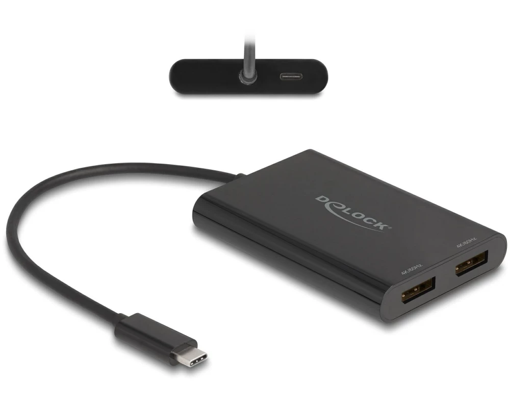 Delock Multiadapter USB-C zu 2 x DisplayPort 4K 60Hz Schwarz