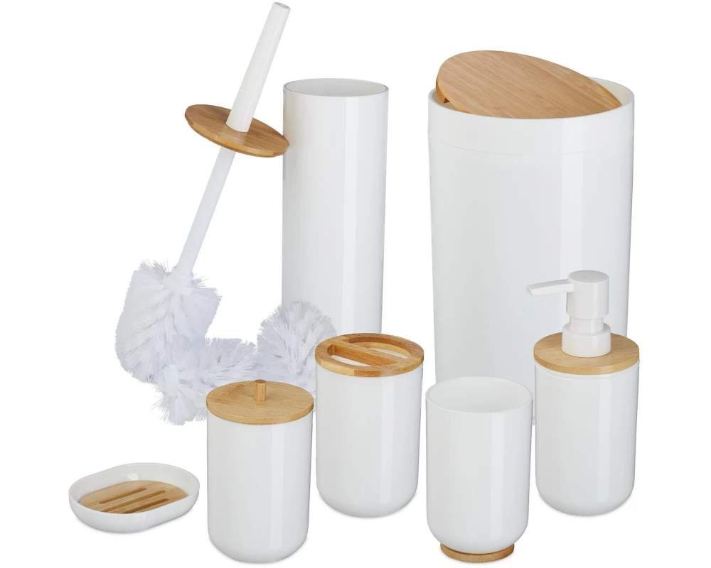 relaxdays Badezimmer-Set 7-teilig, Schwarz