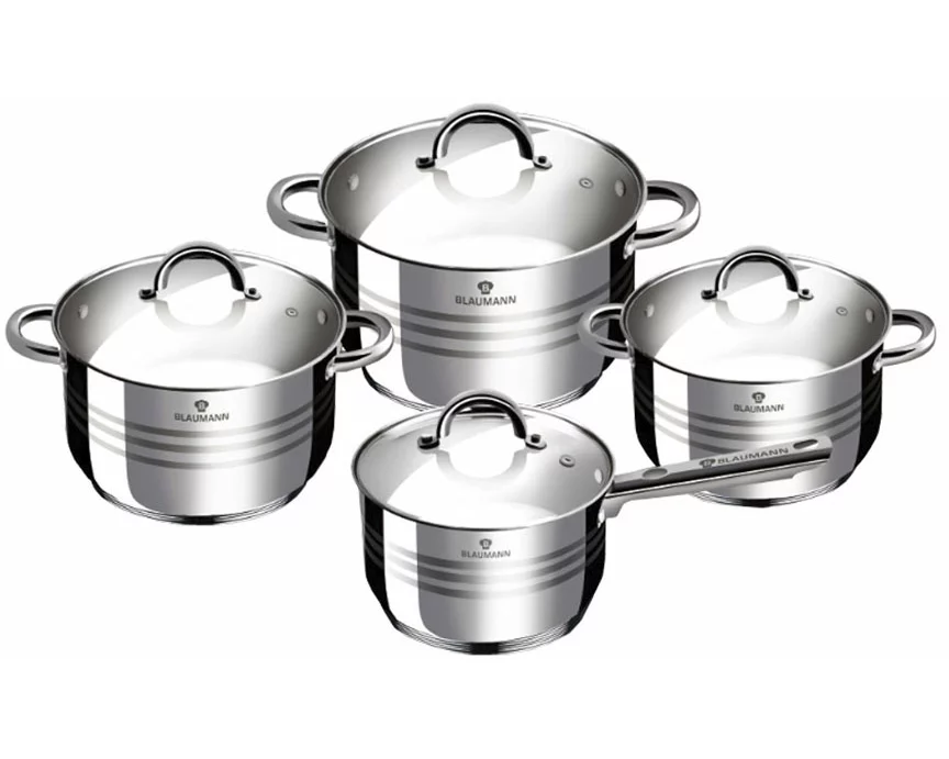 Blaumann Kochtopf Set 6.5L/3.9L/2.9L/2.1L Edelstahl Gourmet Line