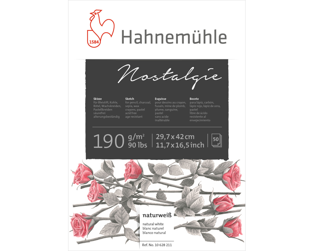 HAHNEMÜHLE Skizzenblock Nostalgie A3 10628211 weiss, 190g 50 Blatt