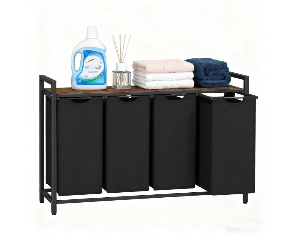 relaxdays Wäschekorb 72 x 116 x 33 cm , Schwarz/Braun