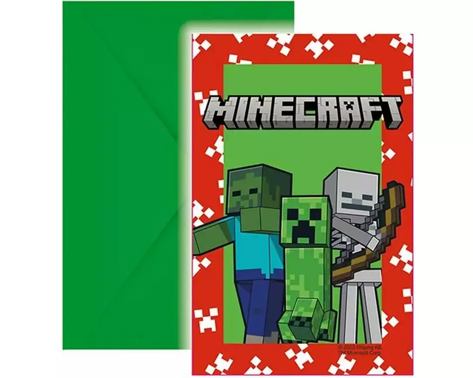 We fiesta Party Einladungskarte Minecraft 6 Stück