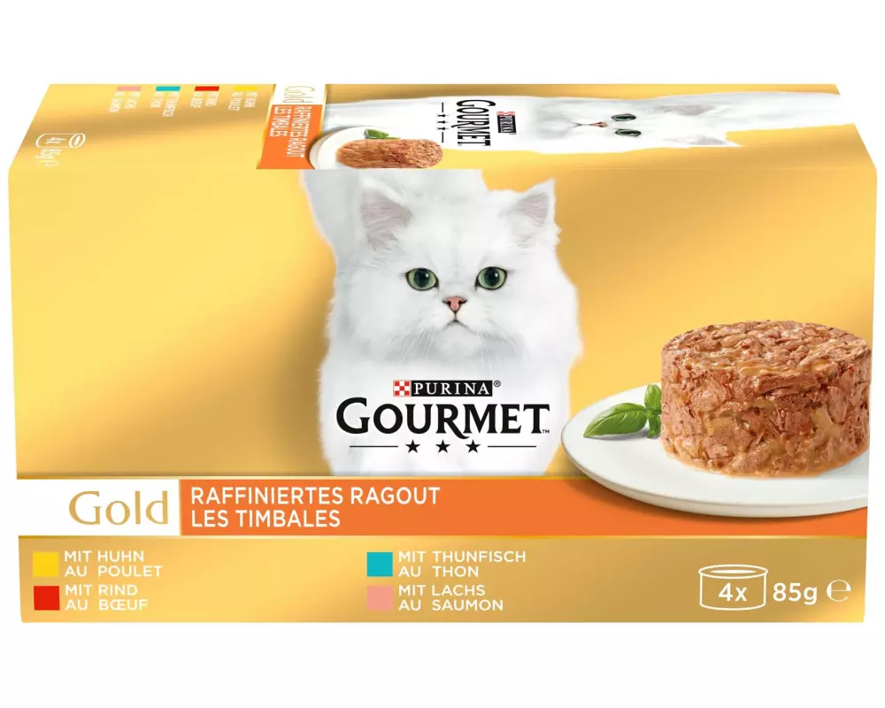 Purina Gourmet Nassfutter Gourmet Gold Raffiniertes Ragout, 4 x 85 g