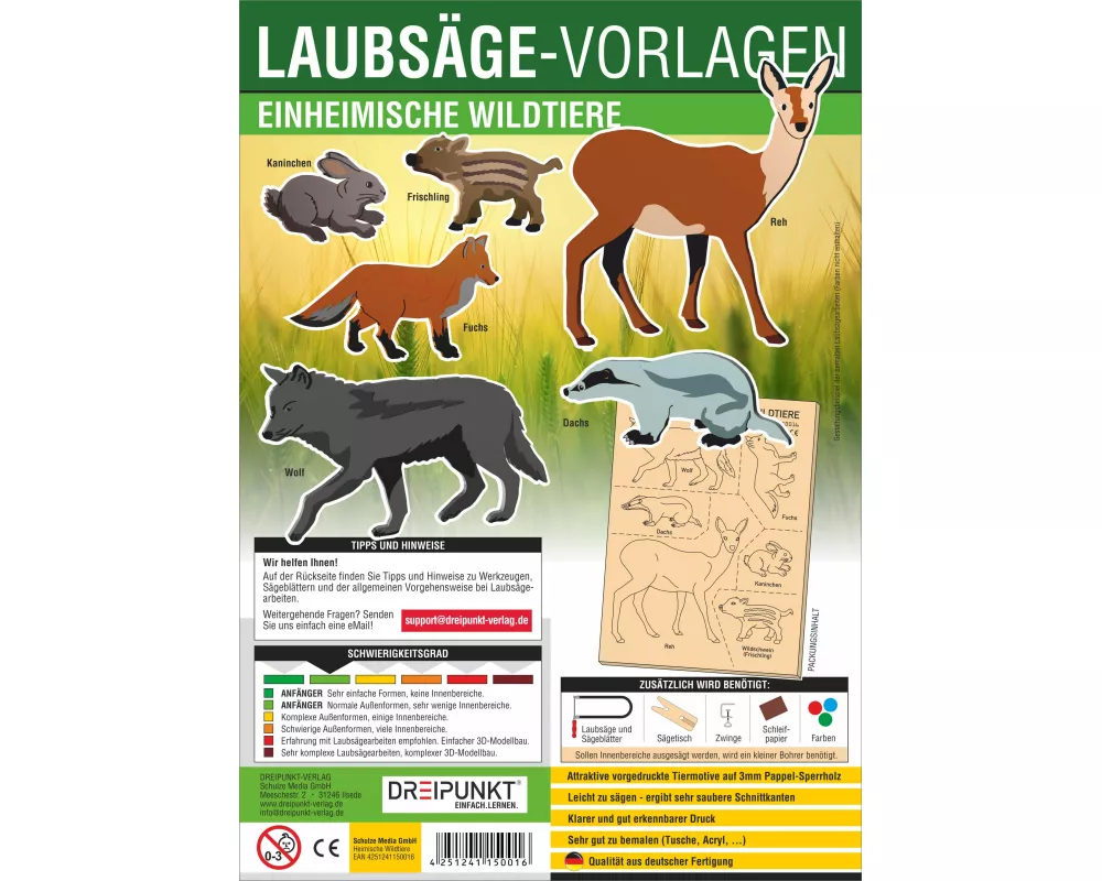 Laubsägevorlage Einheimische Wildtiere