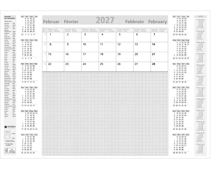 Simplex Schreibunterlage 2027 kariert A2