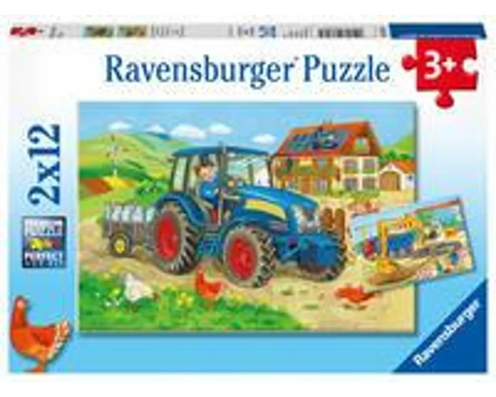 Kinderpuzzle 2x12 Teile - Baustelle und Bauernhof
