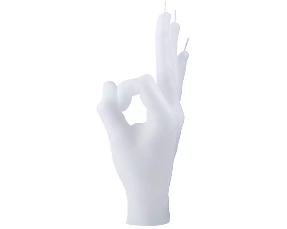 Mandatus Kerze Candle Hand OK, Weiss