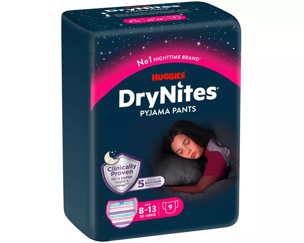 Huggies Nachtwindeln DryNites Girl 8-13 Jahre Grösse L, 9 Stk.