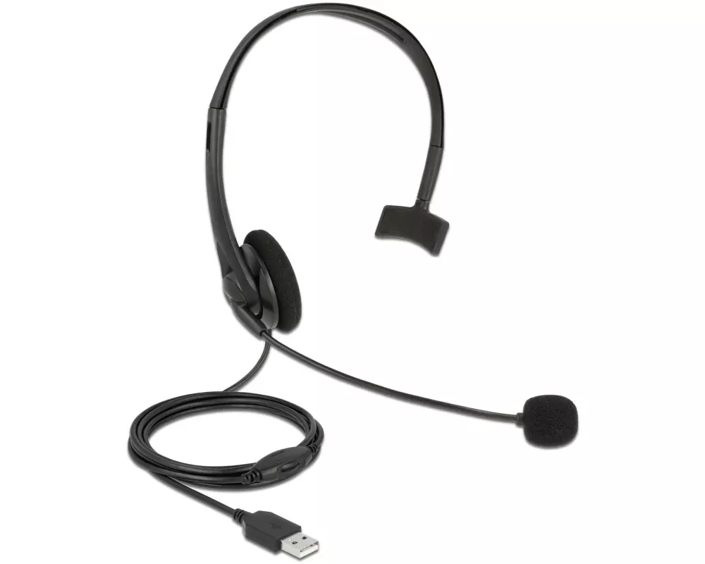 Delock Headset USB-A Mono für PC und Notebook – Ultra-Leicht