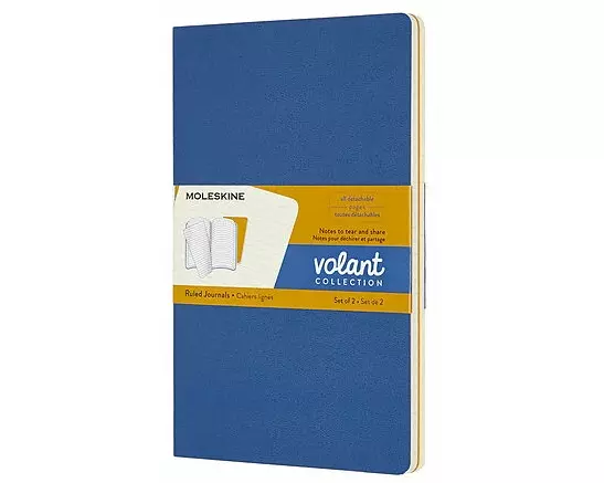 Moleskine Volant L/A5, 2x Set, Ruled, Soft Cover, Forget-Me-Not Blue, Amber Yellow