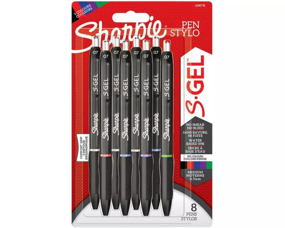 Sharpie Gelschreiber S-GEL, 0.7 mm, sortierte Farben, 8er Blister