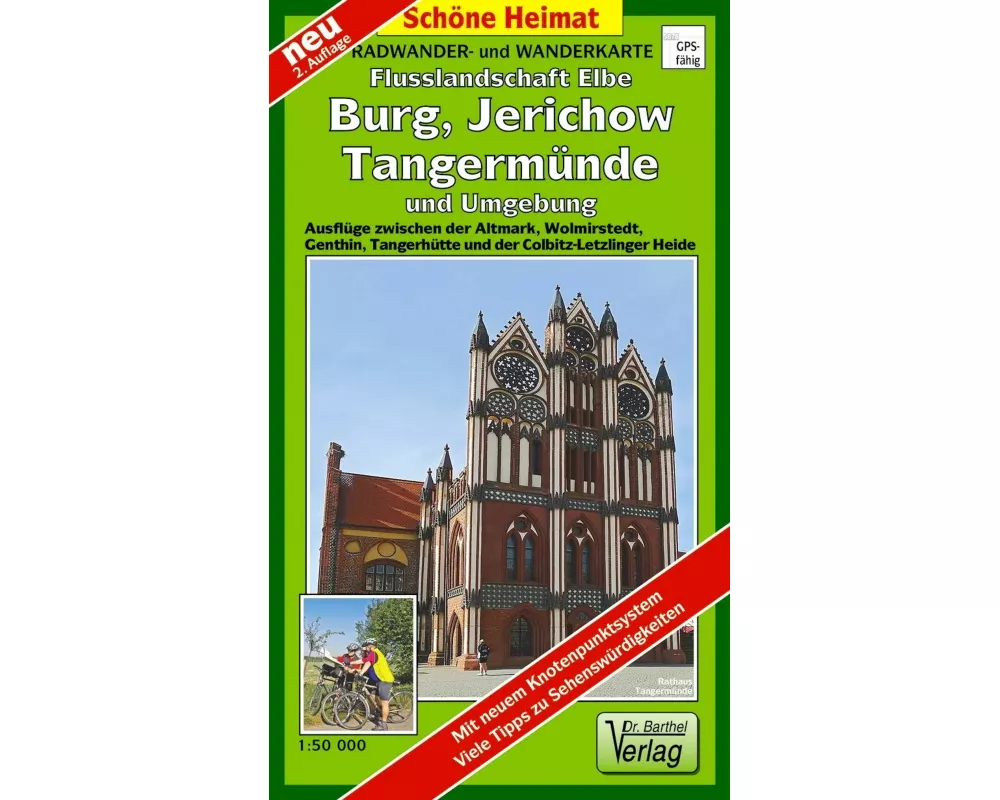 Radwander- und Wanderkarte Flusslandschaft Elbe. Burg, Jerichow, Tangermünde und Umgebung 1 : 50 000