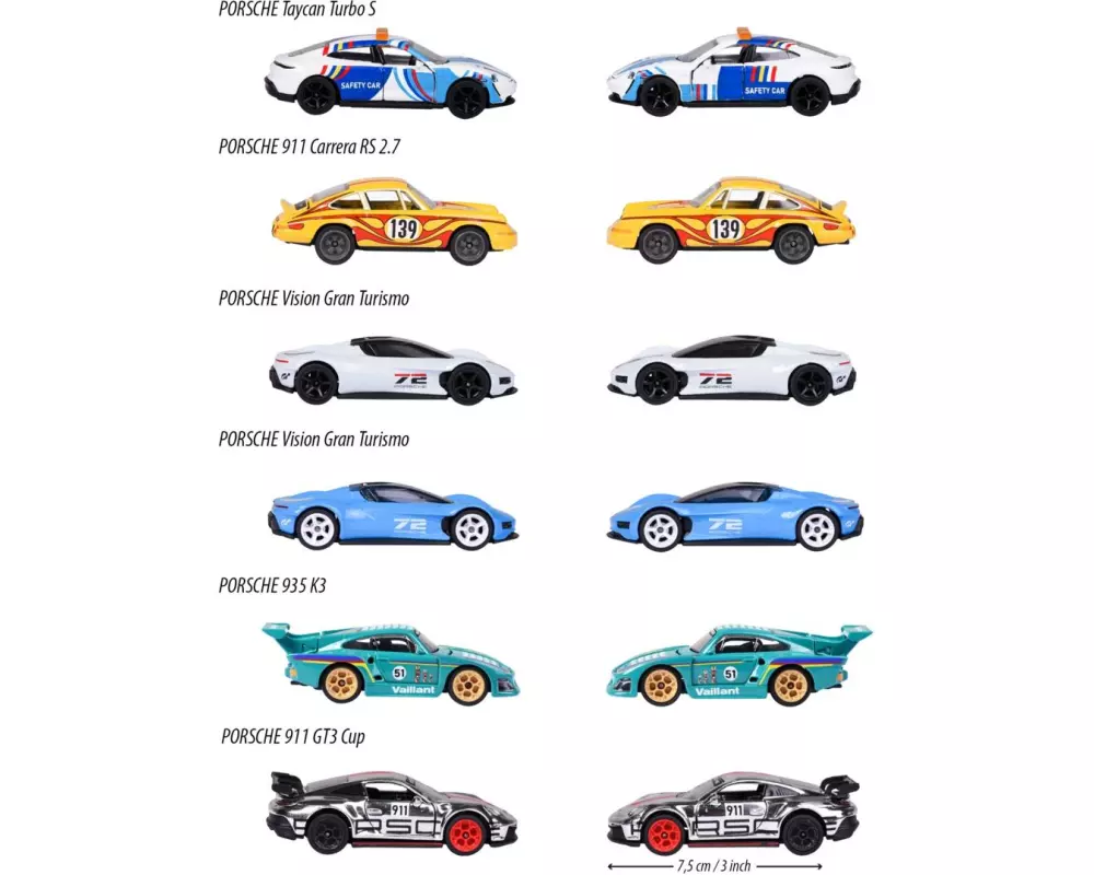 Majorette Porsche Deluxe Cars, 6-sort. 1:64 Kunststoff mehrfarbig