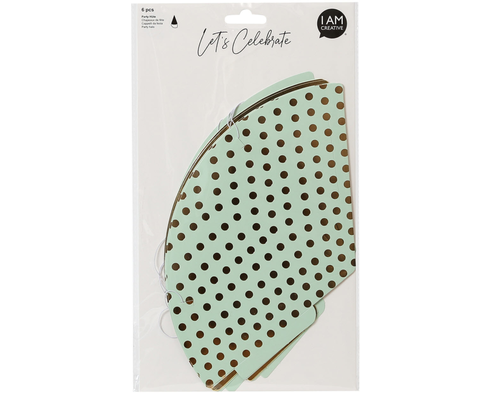 I AM CREATIVE Party Hüte, mint,gold,16cm 6010.981 6 Stück