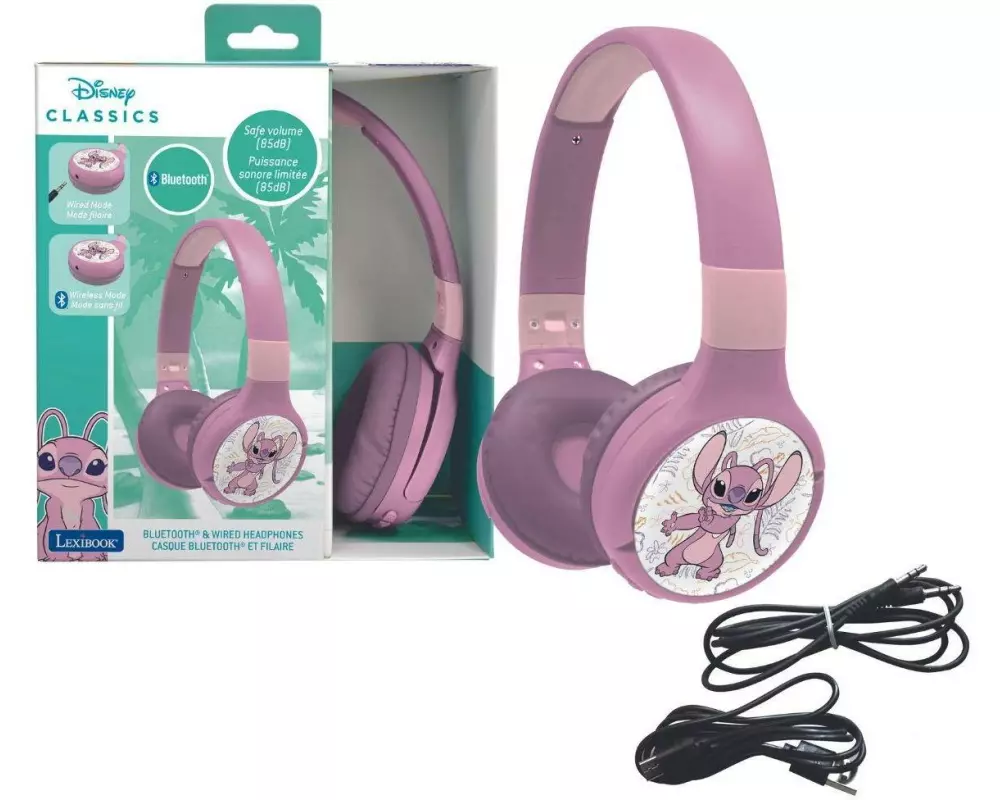 Lexibook Disney Stitch Angel 2in1 Bluetooth-Kopfhörer Rosa