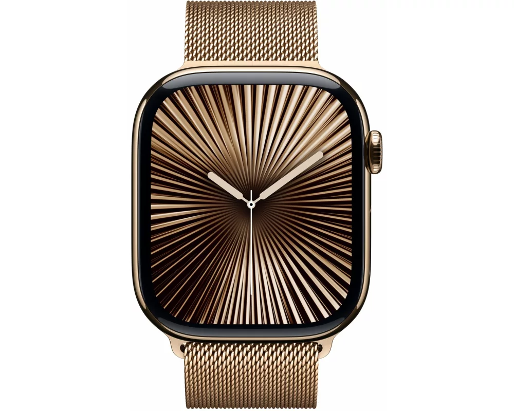 Apple Watch Series 10 GPS + Cellular 46mm Gold Titanium Case with Gold Milanese Loop - M/L