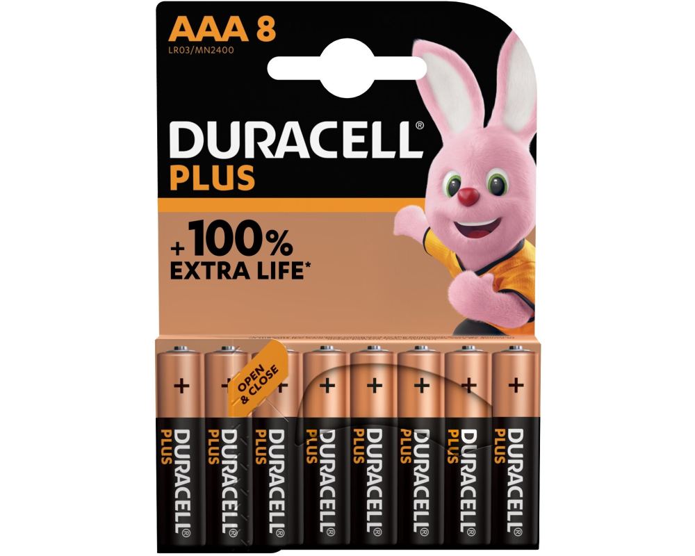 DURACELL Batterie Plus Power MN2400 AAA, LR03, 1.5V 8 Stück
