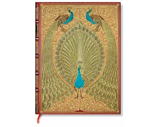 Hafiz’s Peacocks (Sangorski & Sutcliffe) Midi Unlined Hardcover Journal (Elastic Band Closure)