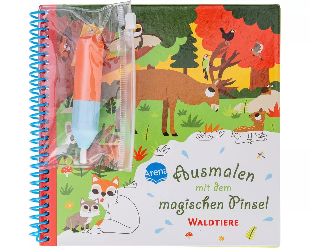 Ausmalen mit dem magischen Pinsel. Waldtiere