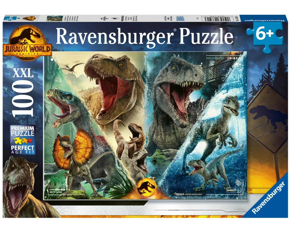 Kinderpuzzle 100 XXL Teile - Jurassic Park - Dinosaurierarten