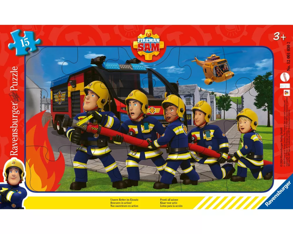 Kinderpuzzle 15 Teile - Feuerwehrmann Sam - Unsere Retter im Einsatz