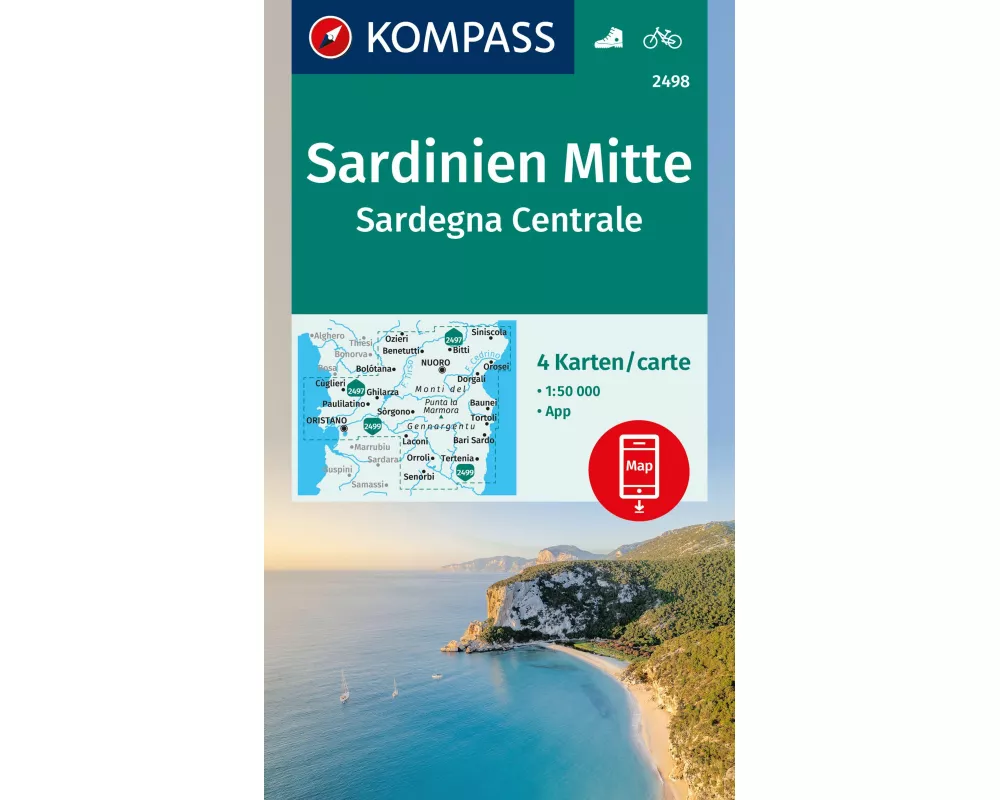KOMPASS Wanderkarten-Set 2498 Sardinien Mitte / Sardegna Centrale (4 Karten) 1:50.000