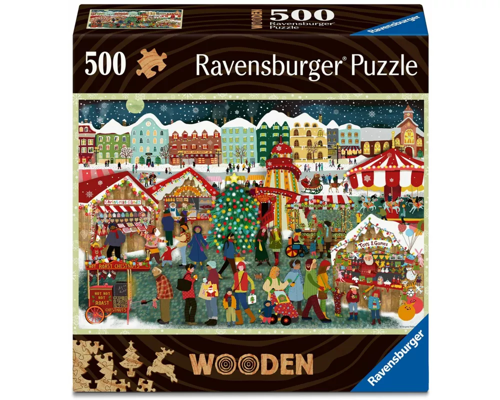 WOODEN Puzzle - Weihnachtsmarkt - Holzpuzzle für Erwachsene mit 500 Teilen
