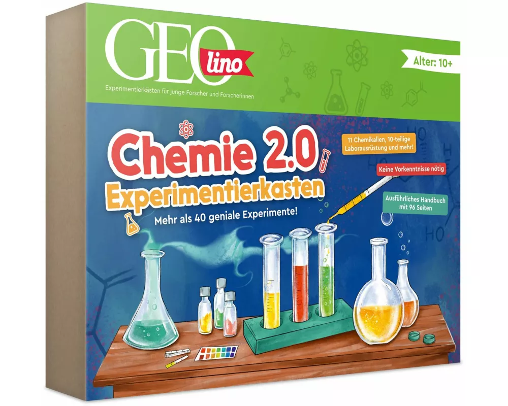 FRANZIS 67212 - GEOlino Chemie 2.0 Experimentierkasten - Mehr als 40 geniale Experimente! Für Kinder ab 10 Jahren